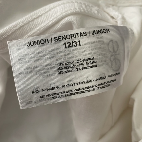 Ella Moss White High Rise Slim Straight Ankle Jean-Size 12 - Picture 6 of 15